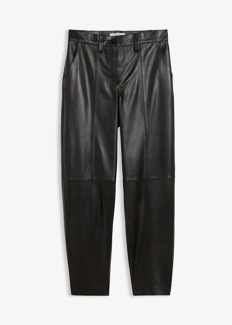 Lederhose aus Lammnappa in schwarz von vorne - bonprix