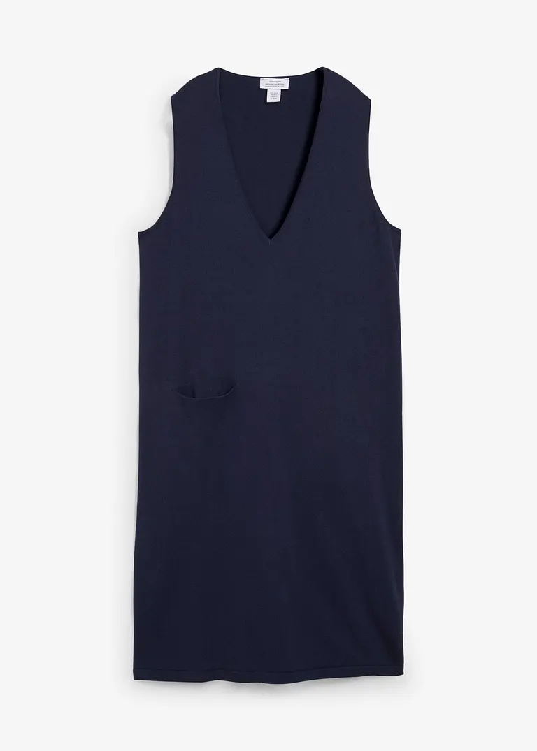 Strickkleid aus reiner Baumwolle in blau von vorne - bonprix