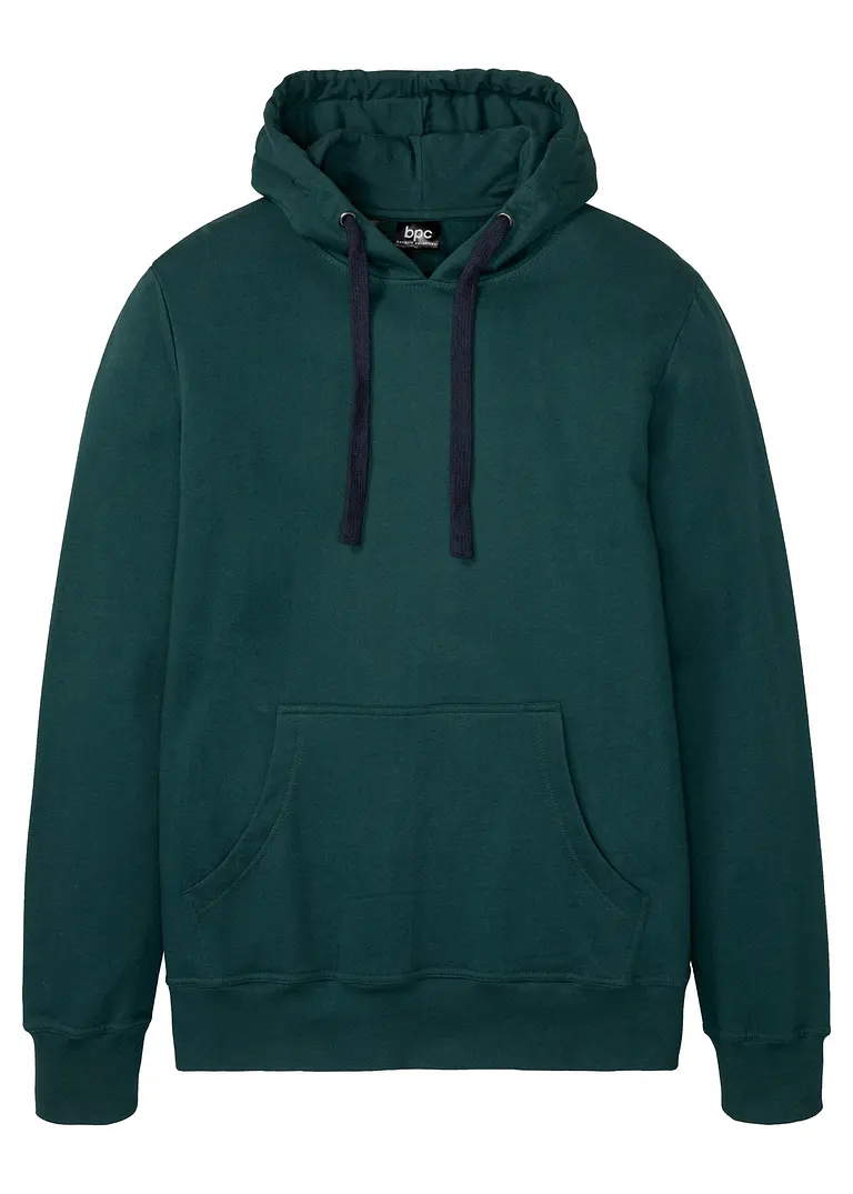 Hoodie aus reiner Baumwolle in grün von vorne - bonprix