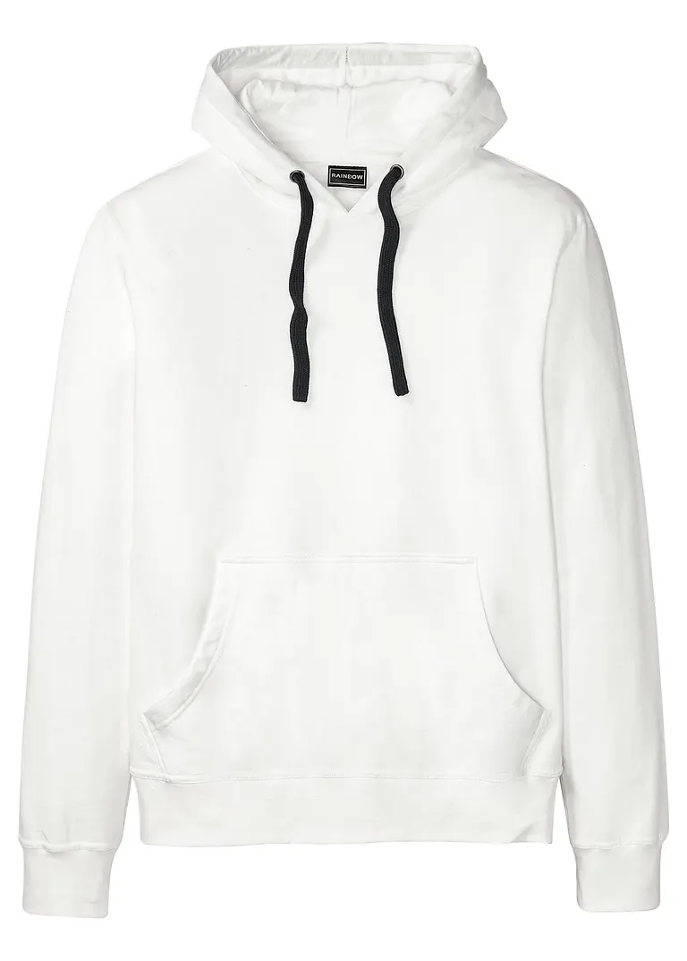 Hoodie aus reiner Baumwolle in weiß von vorne - bonprix