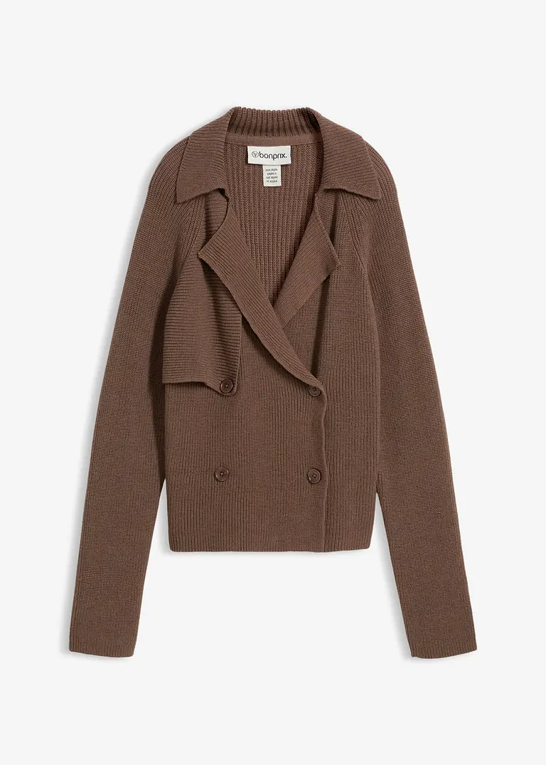 Strickjacke mit Wolle in braun von vorne - bonprix