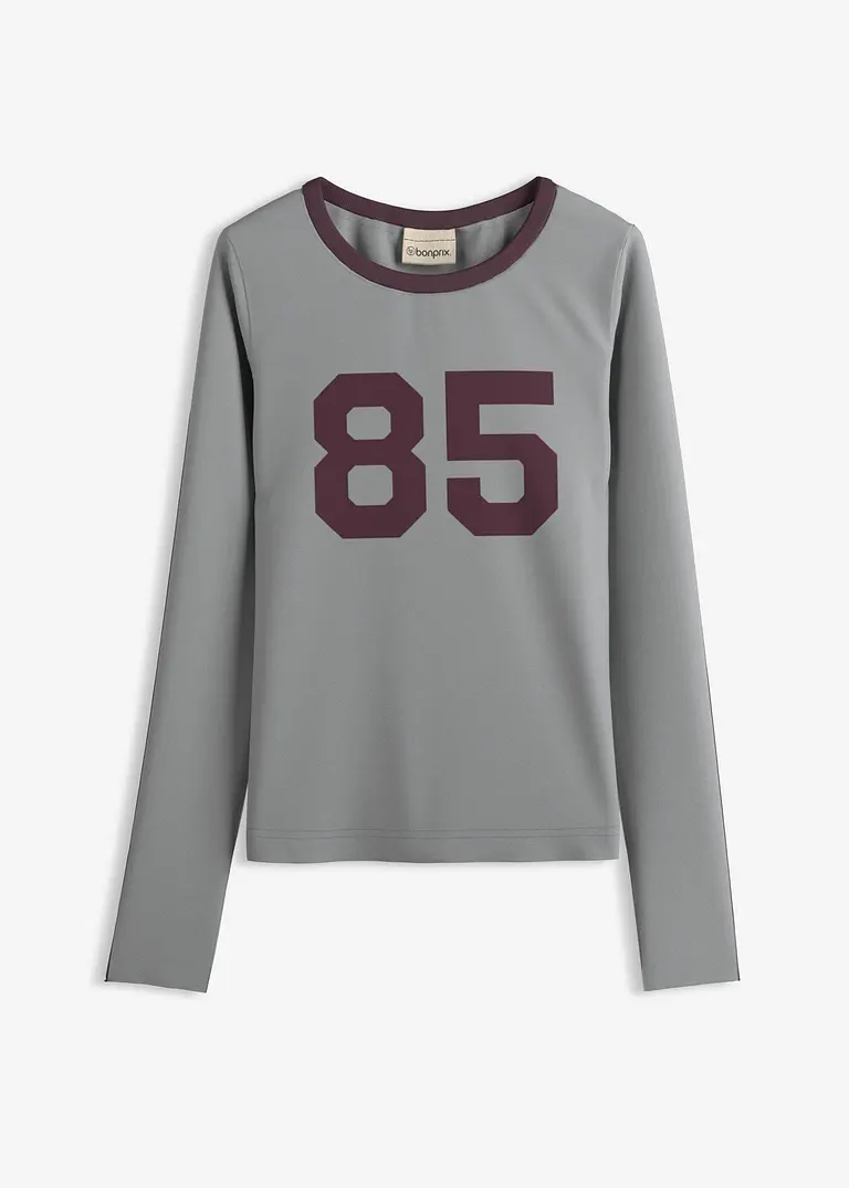 Langarmshirt aus leichtem Jersey in grau von vorne - bonprix