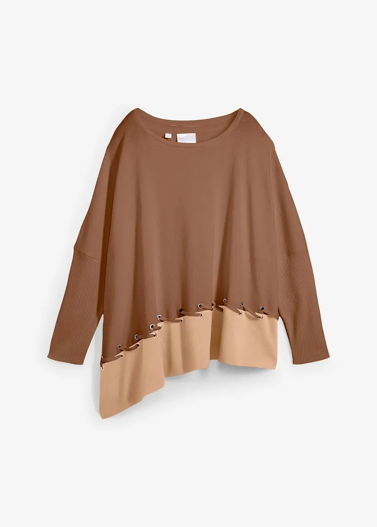 Poncho Feinstrickpullover in braun von vorne - bonprix