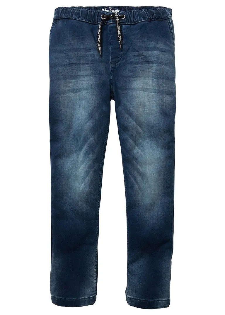Regular Fit Schlupf-Sweat-Jeans, Straight in blau von vorne - bonprix