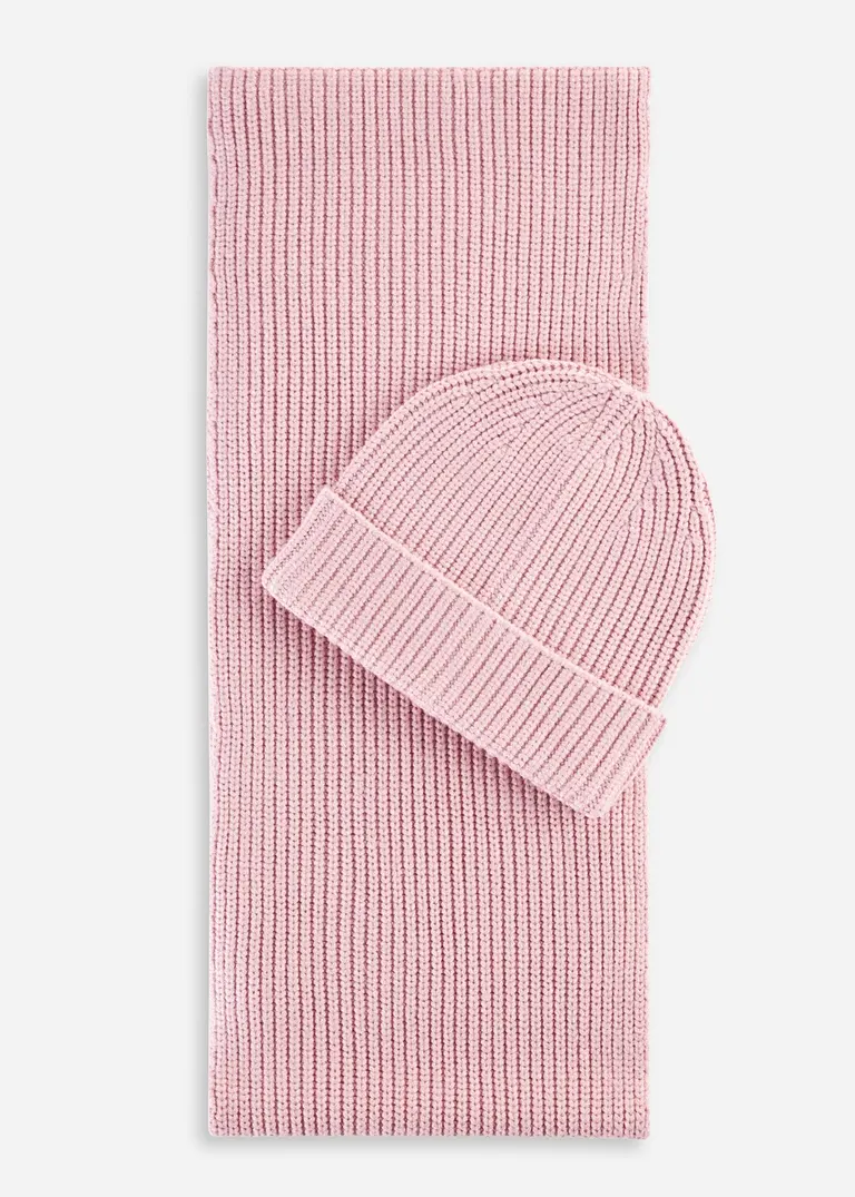 Schal und Mütze (2-tlg.Set) in rosa von vorne - bonprix