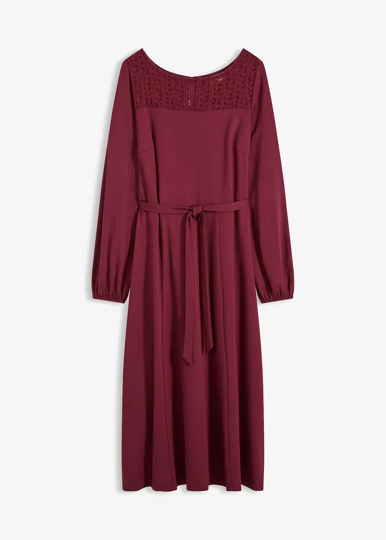 Punto Kleid mit Spitze in rot von vorne - bonprix