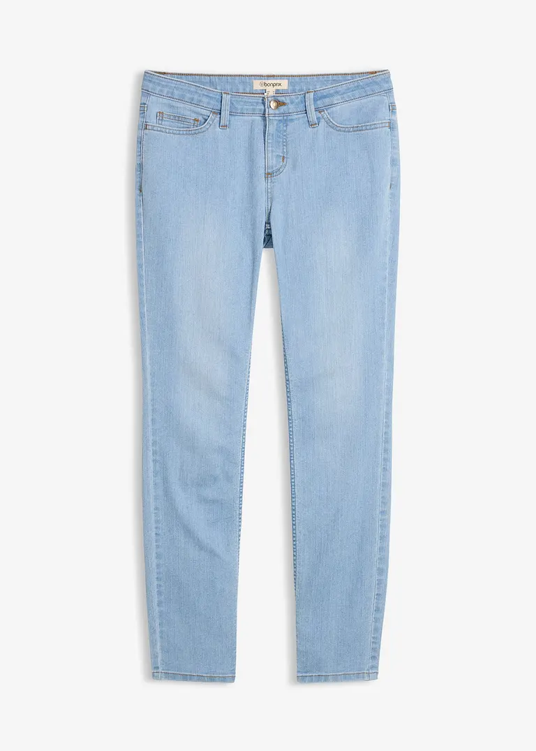 Skinny Jeans Mid Waist, Stretch in grün von vorne - bonprix