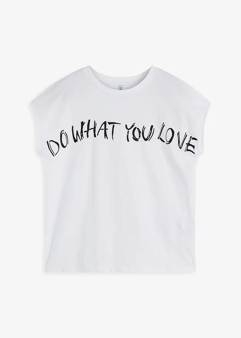 Oversize-Shirt aus reiner Bio-Baumwolle in weiß von vorne - bonprix