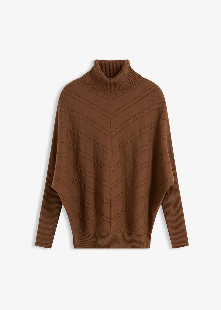 Rollkragenpullover in braun von vorne - bonprix