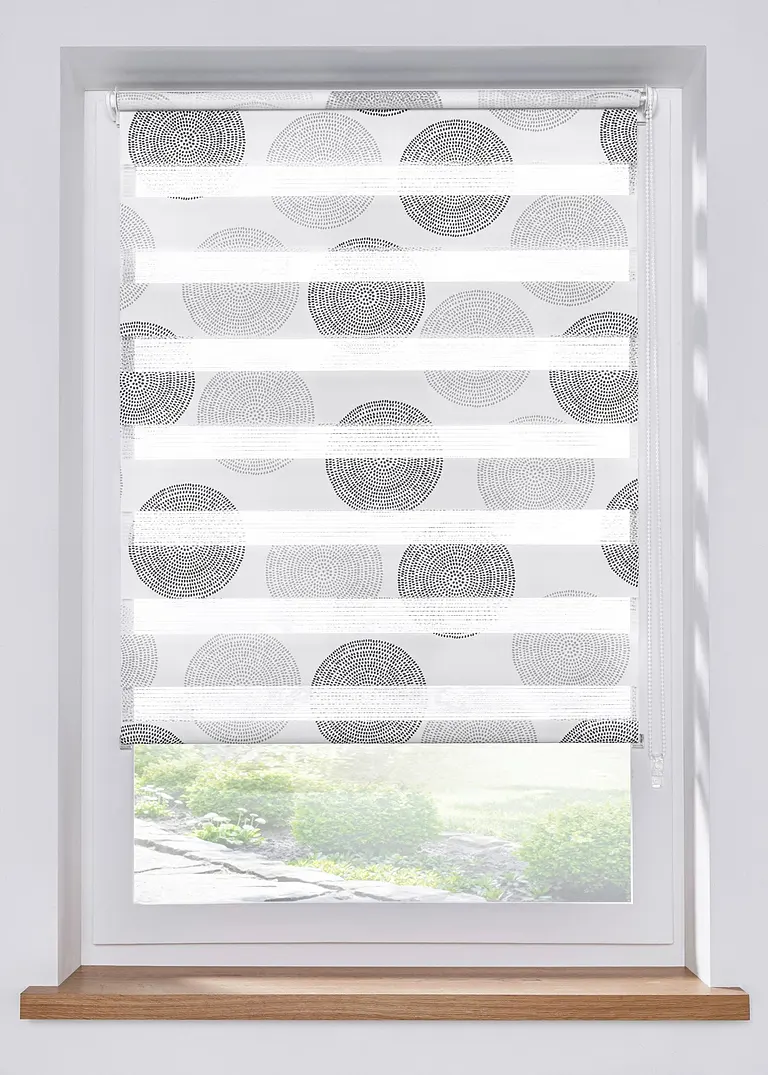 Doppelrollo mit Kreisen in grau - bonprix