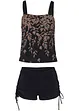 schwarz / taupe geblümt