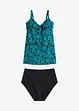 schwarz/türkis floral