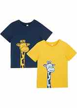 Tolle Shirts mit Giraffen-Print - dunkelblau/kanariengelb