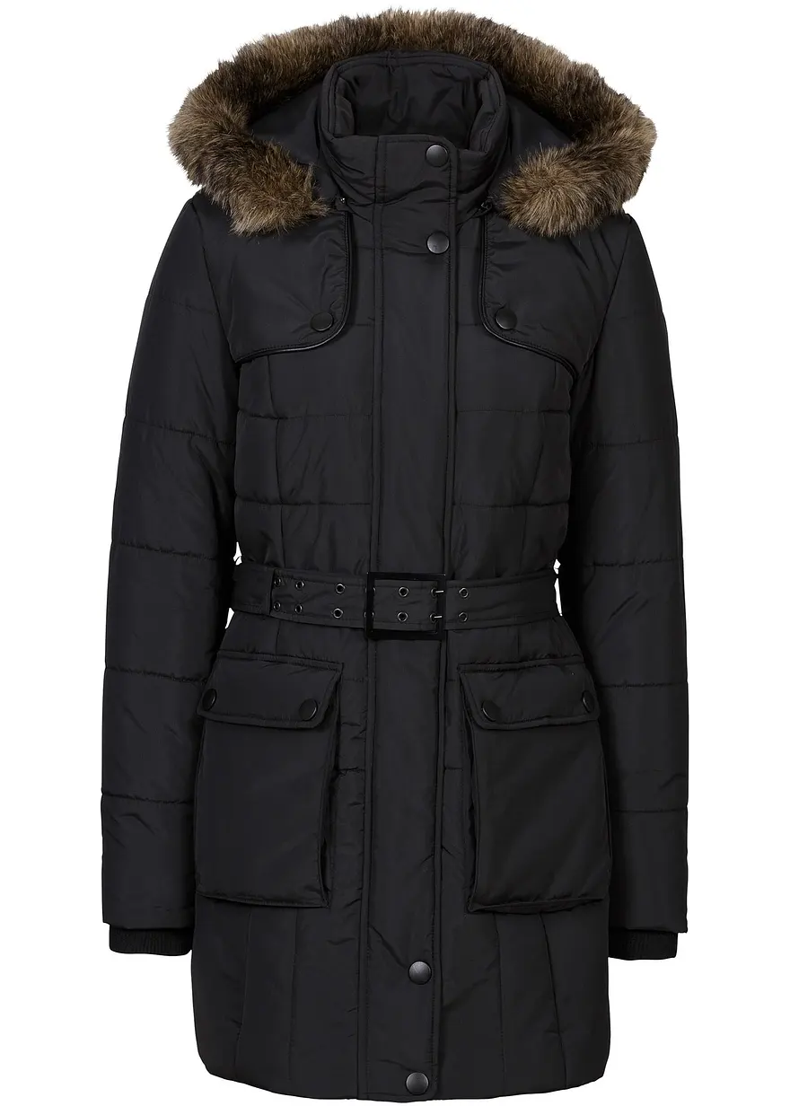 Winterjacke in schwarz von vorne - bonprix