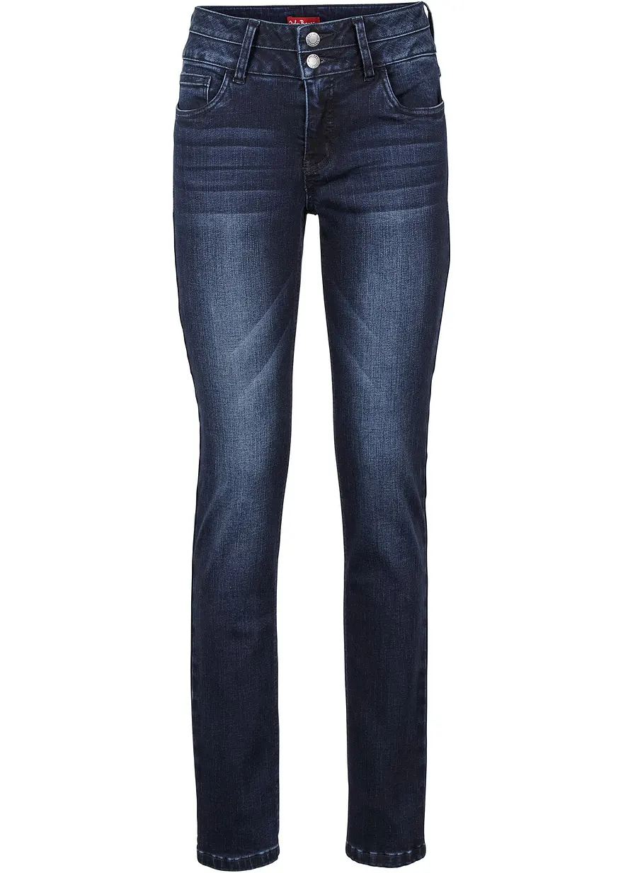 Slim-Jeans High Waist, Shaping-Ultra-Soft in blau von vorne - bonprix