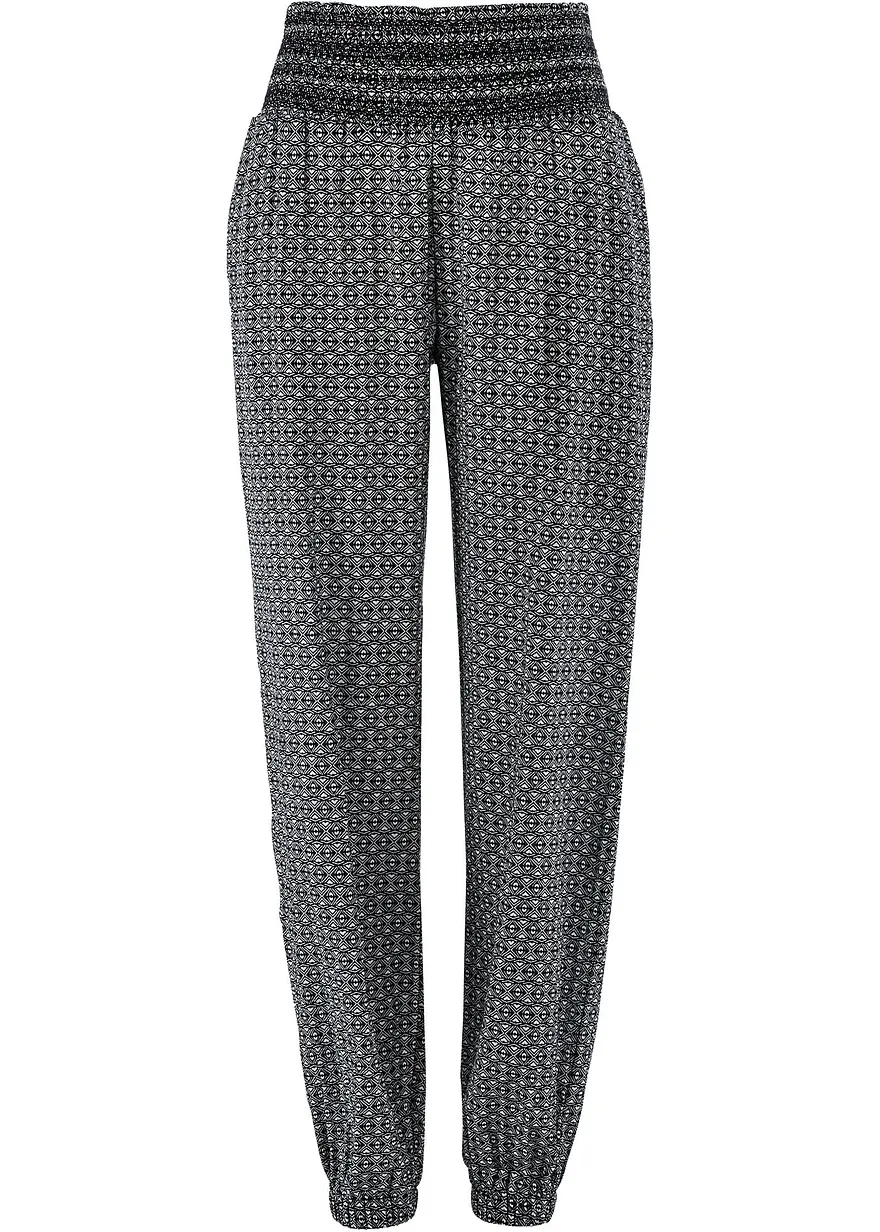 Crinkel-Harems-Hose in schwarz von vorne - bonprix