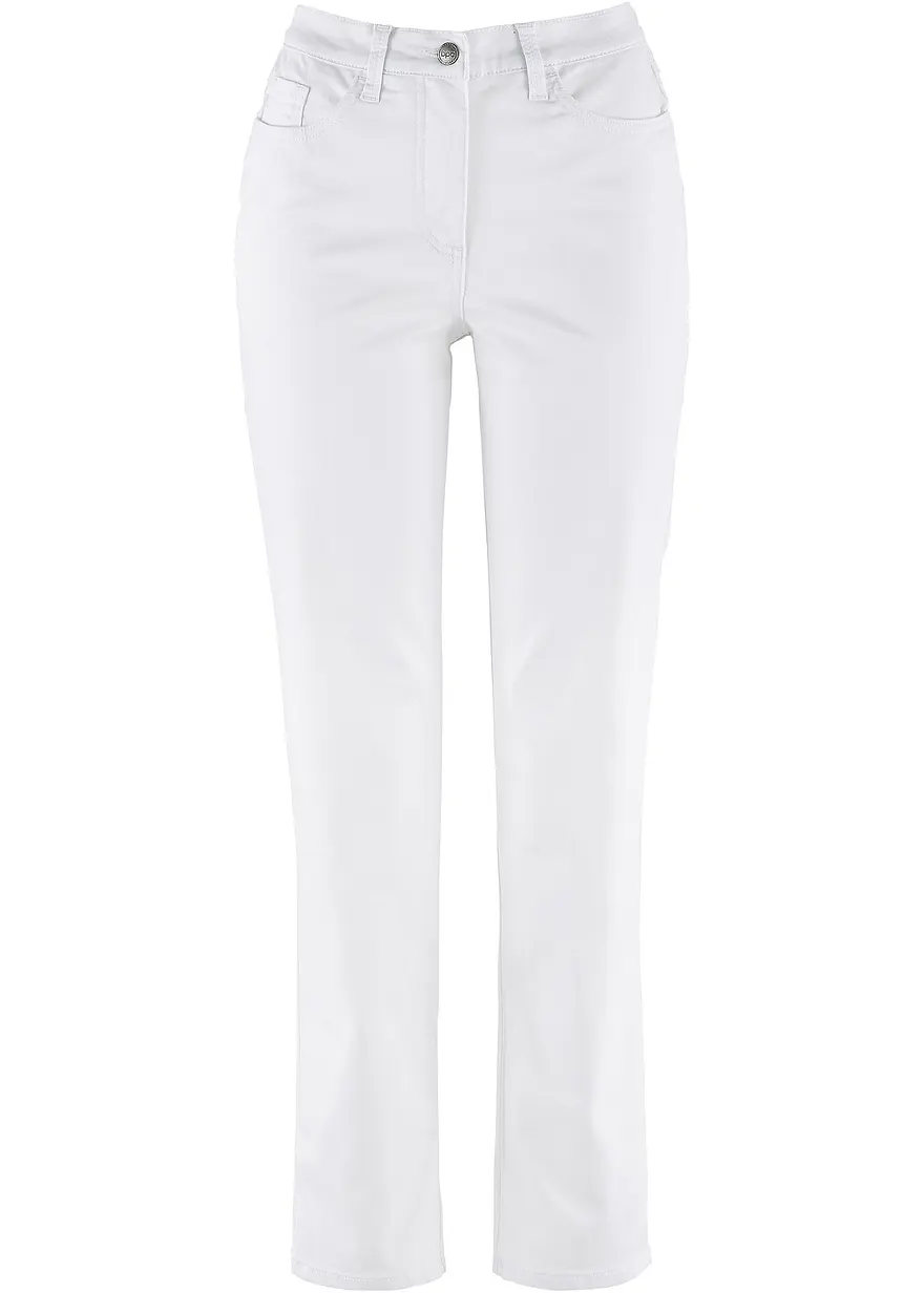 Straight Jeans, Mid Waist, Stretch in weiß von vorne - bonprix