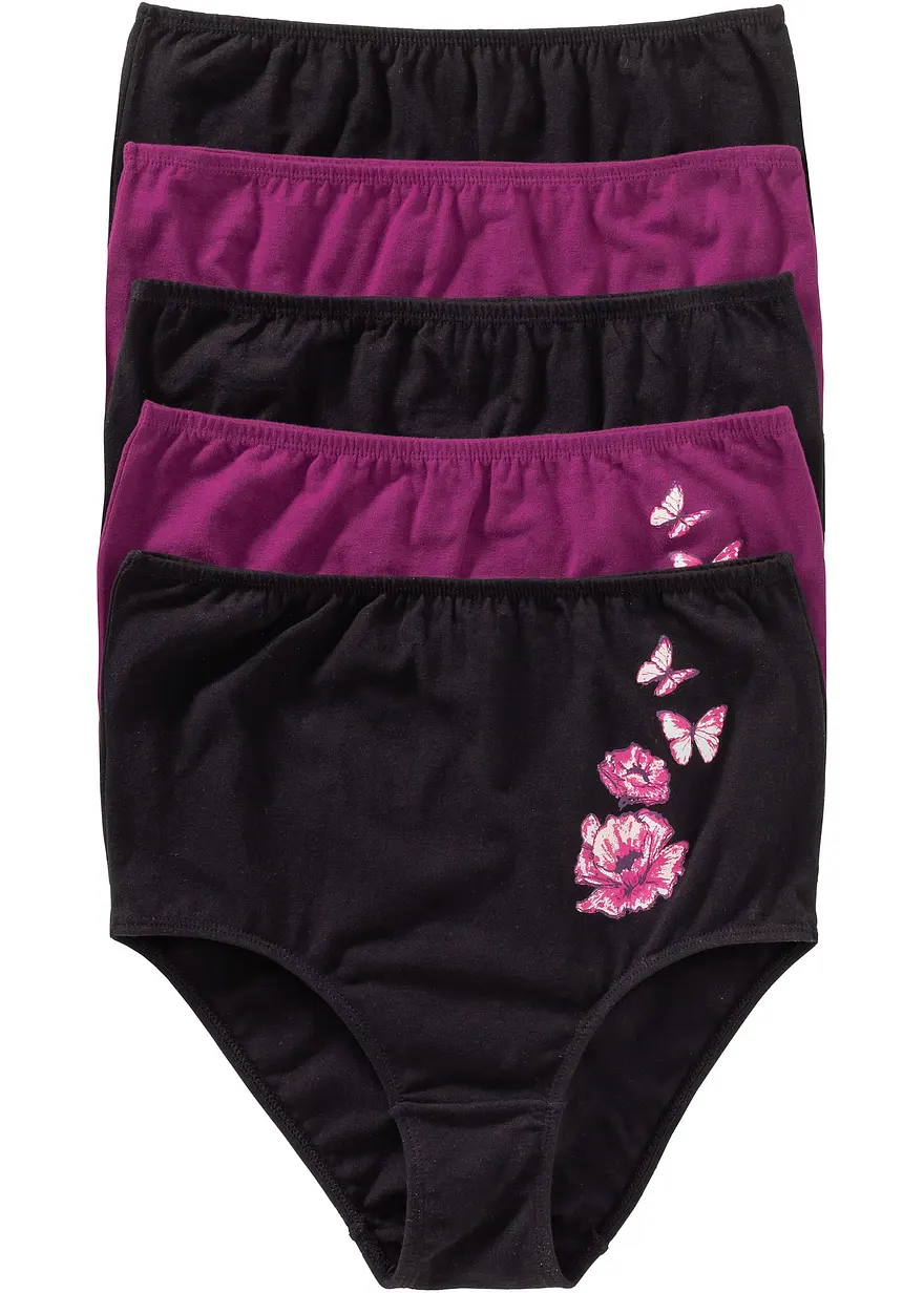 Taillenslip (5er Pack) in schwarz von vorne - bonprix