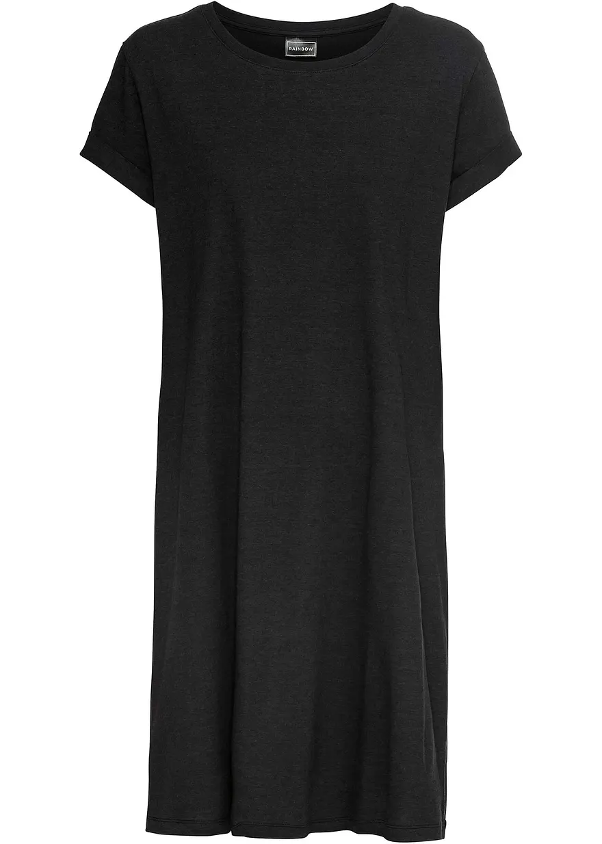 Oversize Shirtkleid in schwarz von vorne - bonprix