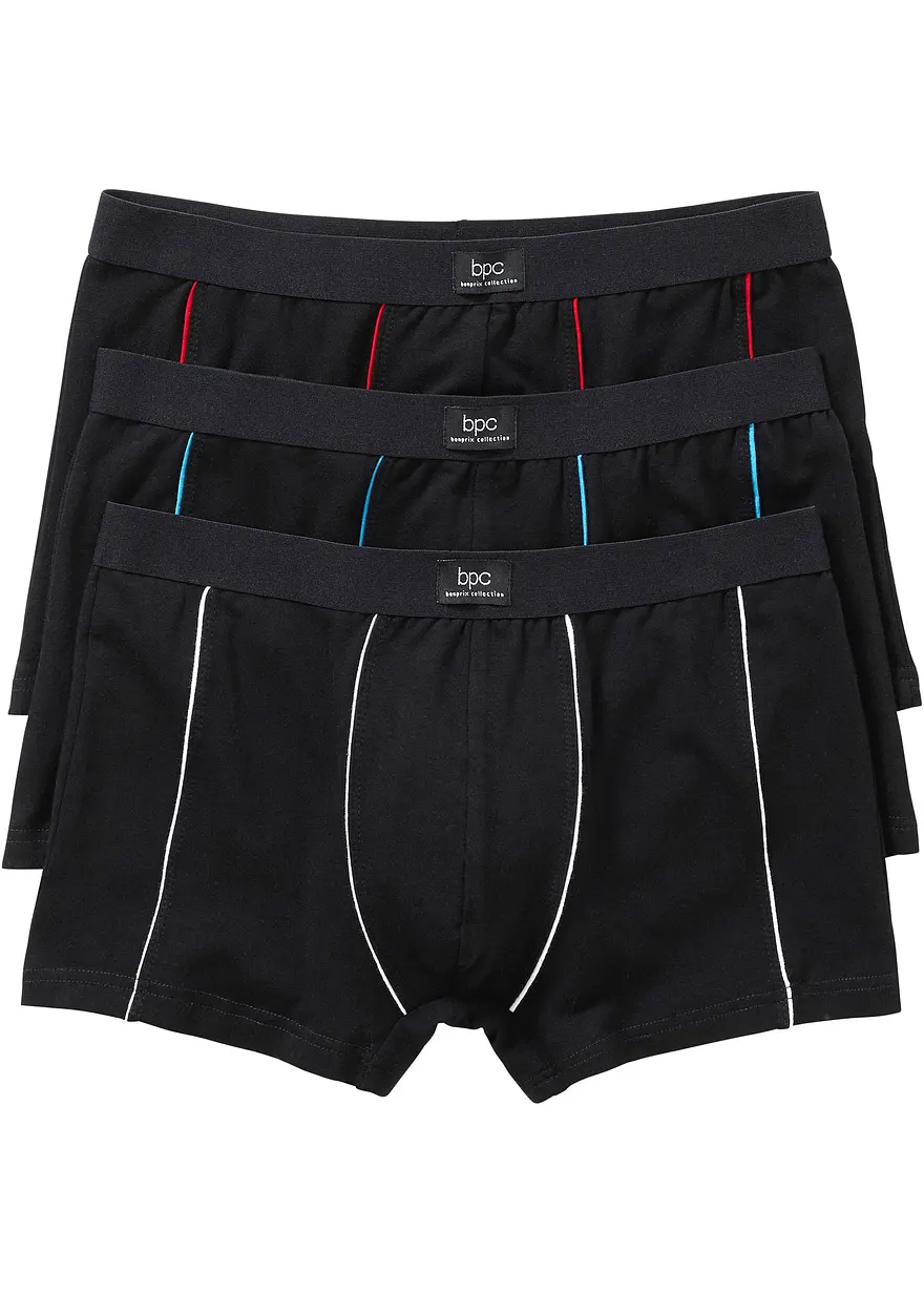 Boxershorts eng (3er Pack) in schwarz von vorne - bonprix