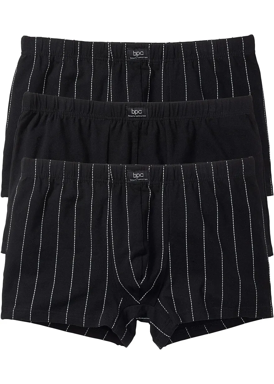 Boxershorts eng (3er Pack) in schwarz von vorne - bonprix