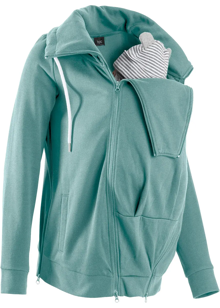 3-in-1 Umstands-Sweatjacke und Tragejacke in blau von vorne - bonprix