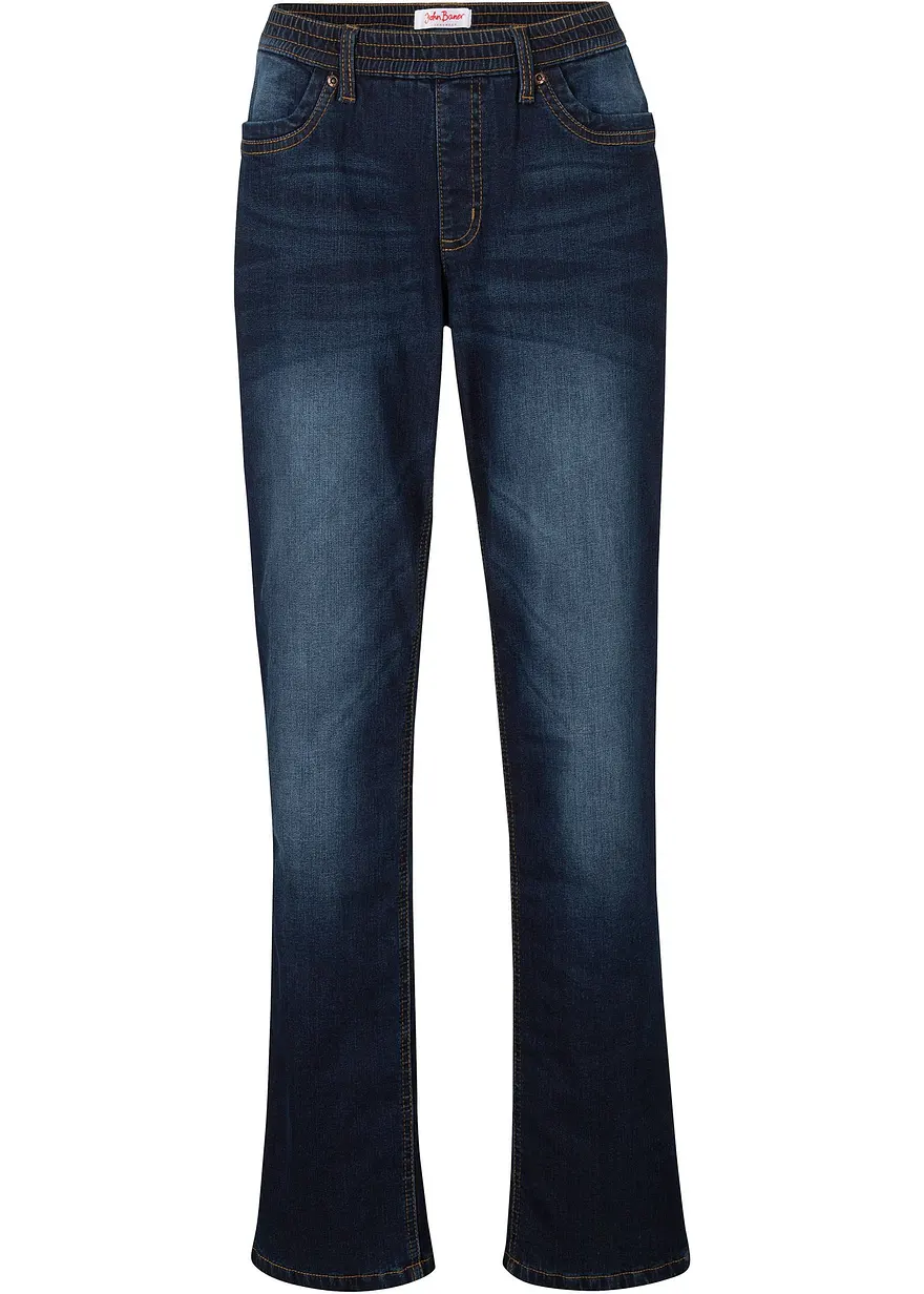 Straight-Jeans Mid Waist, Thermo in blau von vorne - bonprix