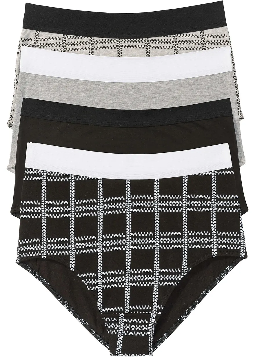 Taillenslip (4er Pack) mit Bio-Baumwolle in schwarz von vorne - bonprix