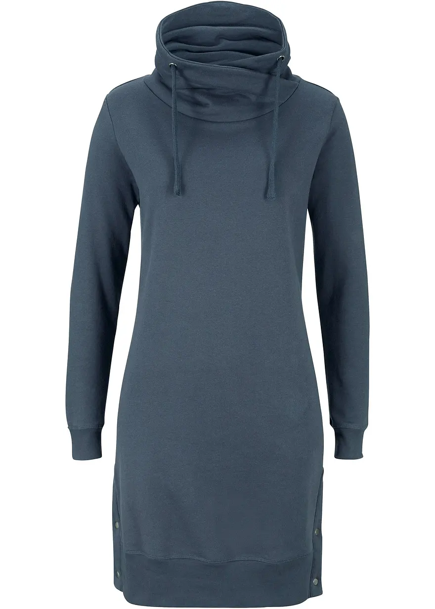 Sweatkleid aus reiner Baumwolle in blau von vorne - bonprix