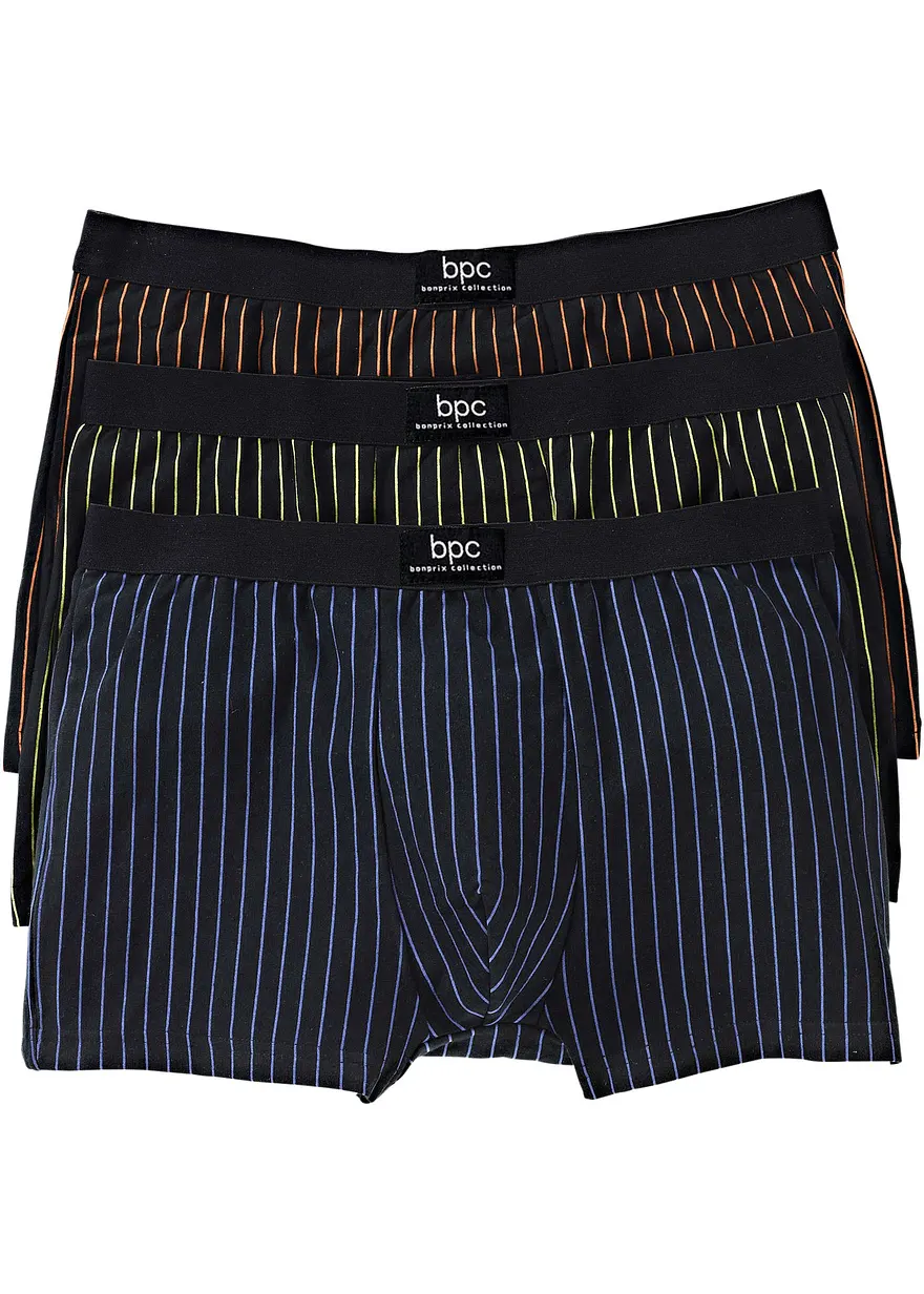 Boxershorts eng (3er Pack) in schwarz von vorne - bonprix