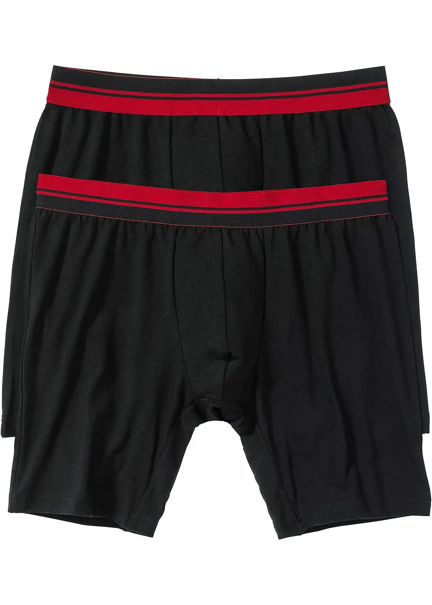 Lange Boxershorts eng (2er Pack) in schwarz von vorne - bonprix