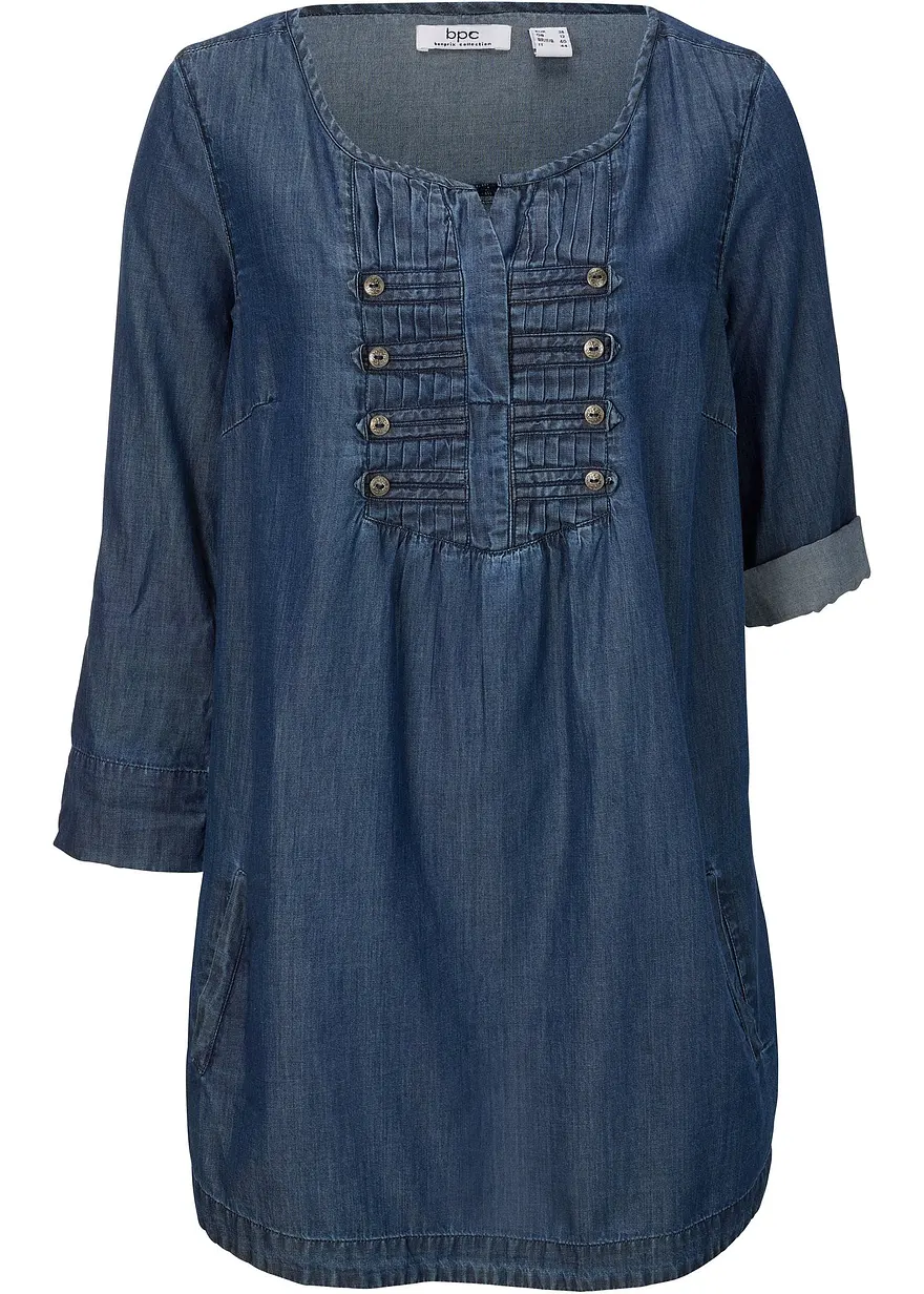 Halbarm-Bluse in blau - bonprix
