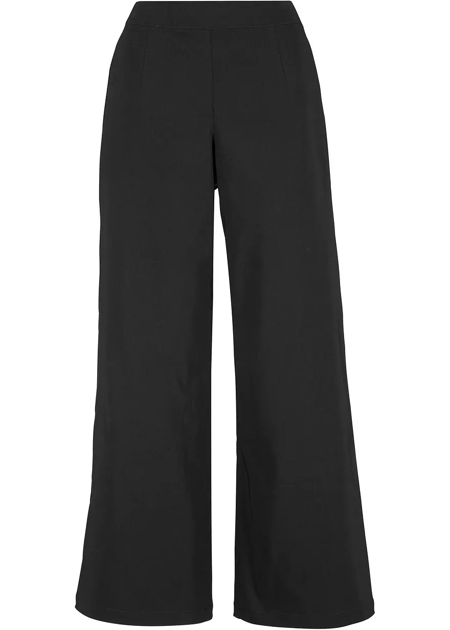 Bengalin Culotte mit breitem, elastischem Bequembund in schwarz von vorne - bonprix