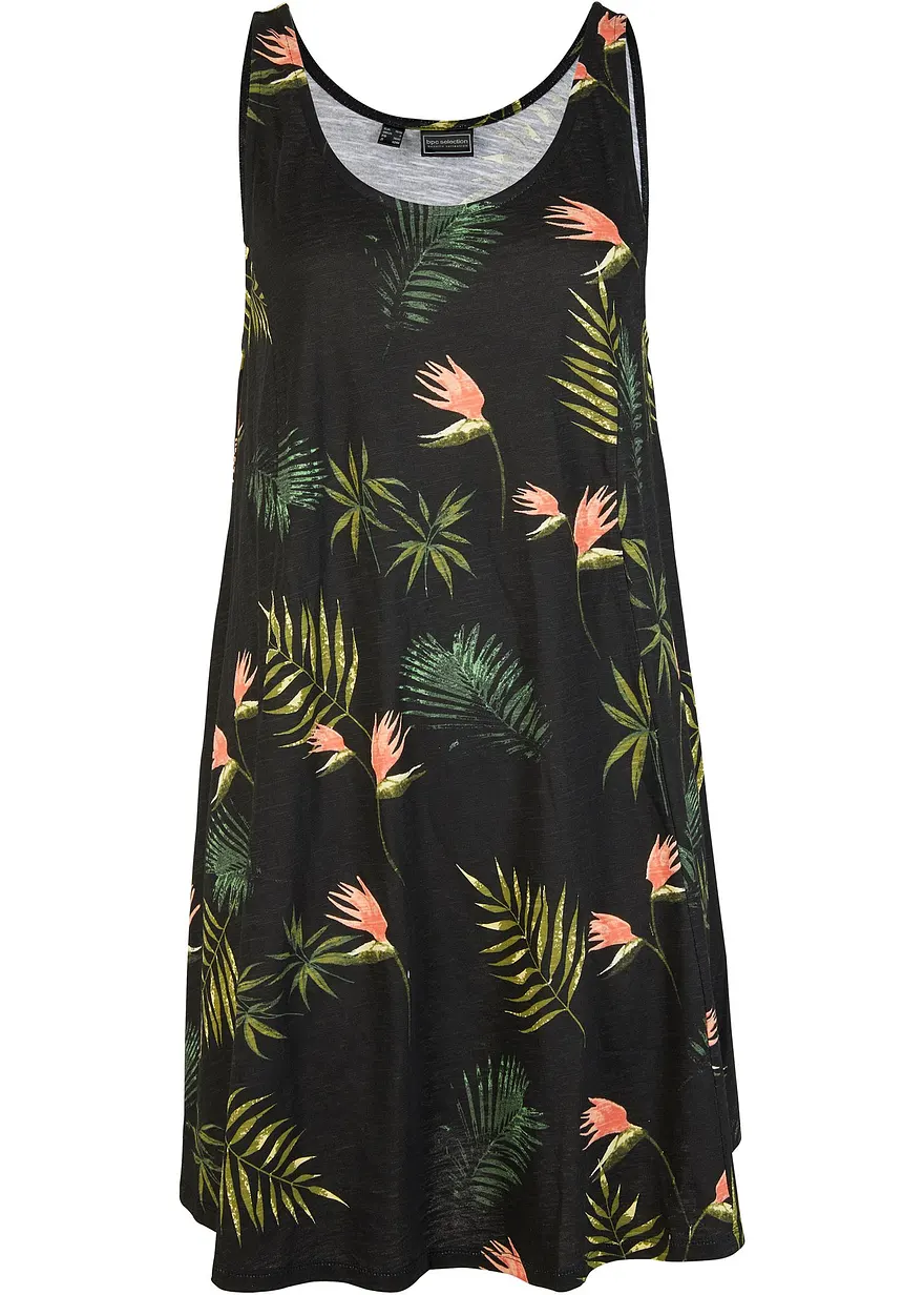 Strandkleid aus Bio Baumwolle in schwarz von vorne - bonprix