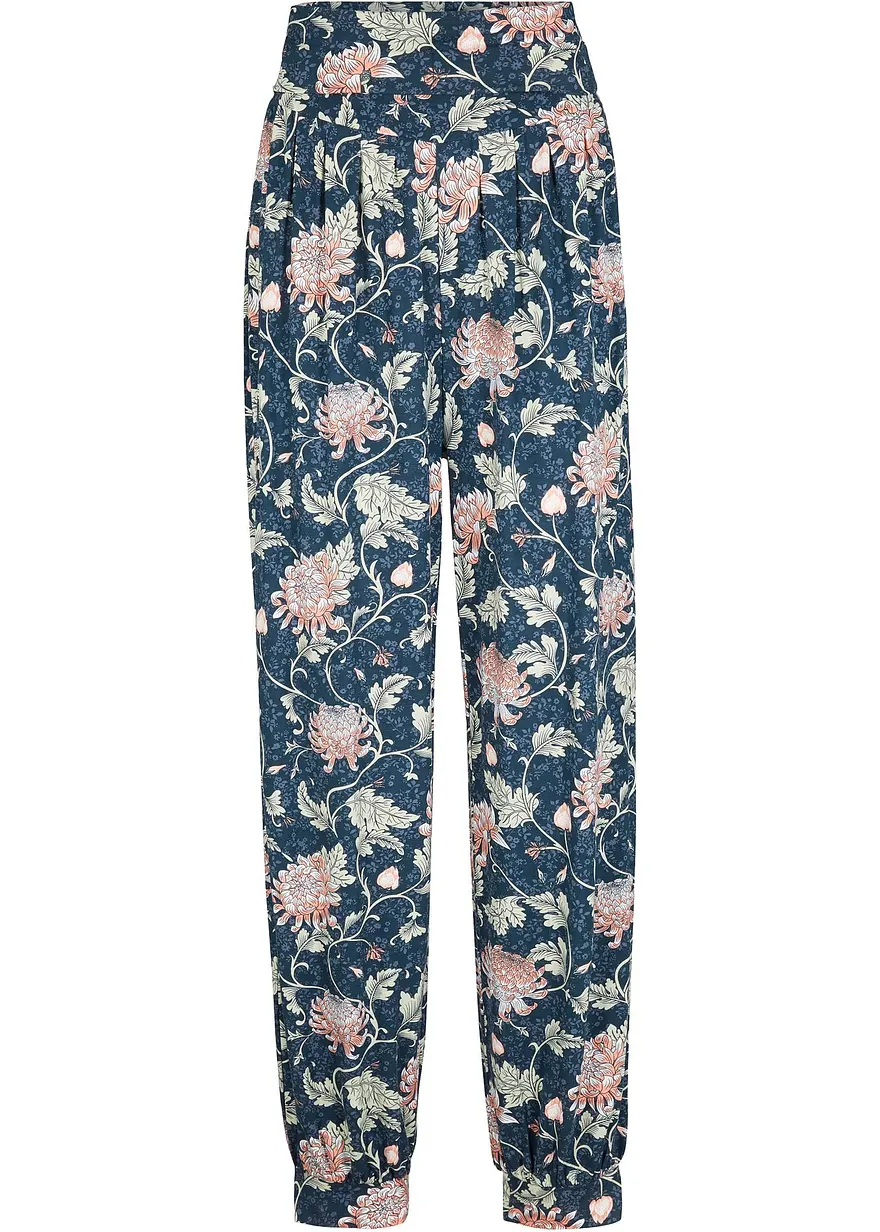 Jersey-Haremshose aus Viskose-Mix, Loose-Fit in blau von vorne - bonprix