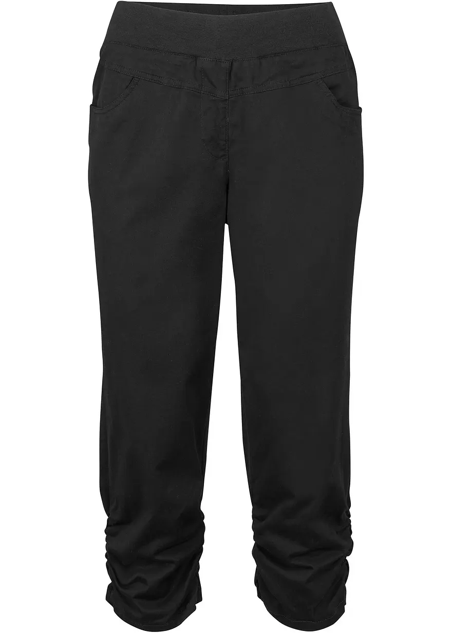 Capri-Hose aus Baumwoll-Mix mit Bequembund in schwarz von vorne - bonprix