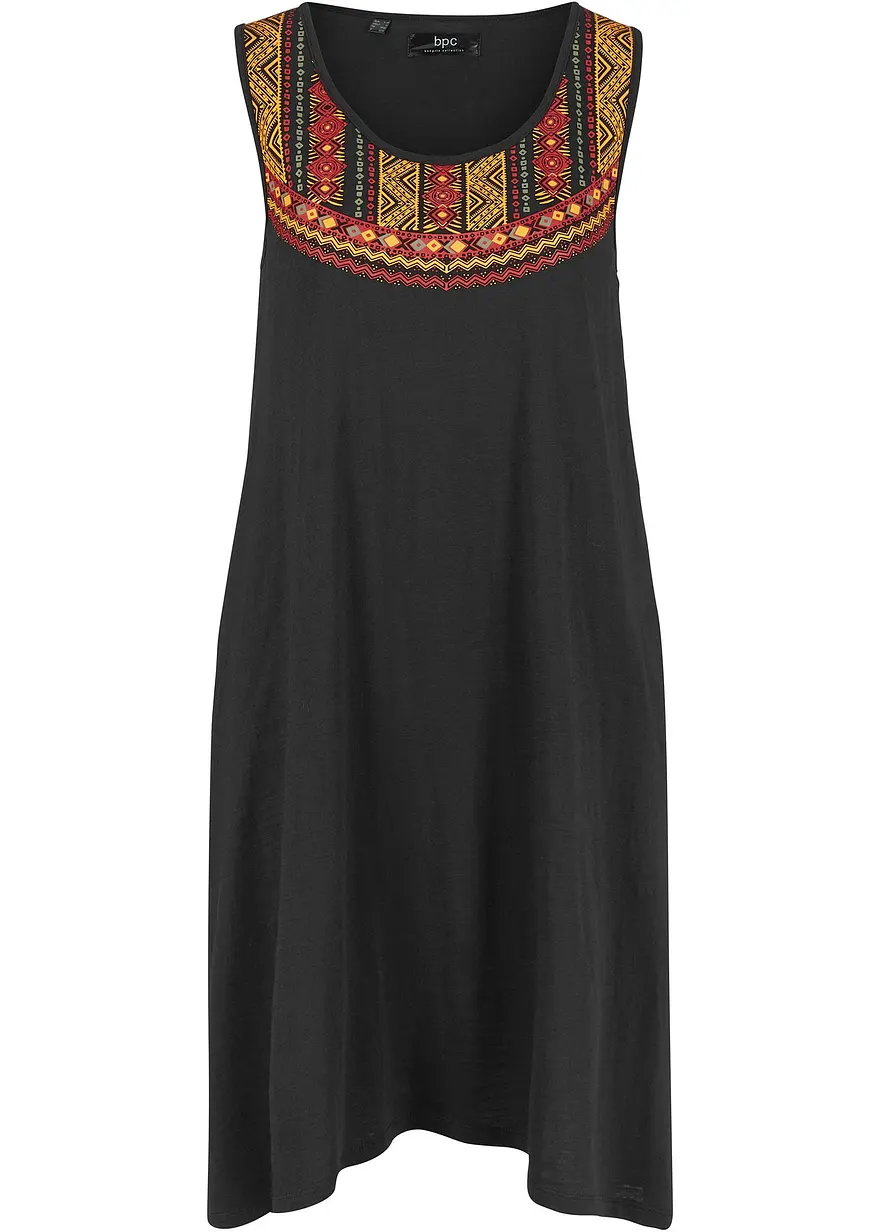 Hänger-Jerseykleid in schwarz von vorne - bonprix