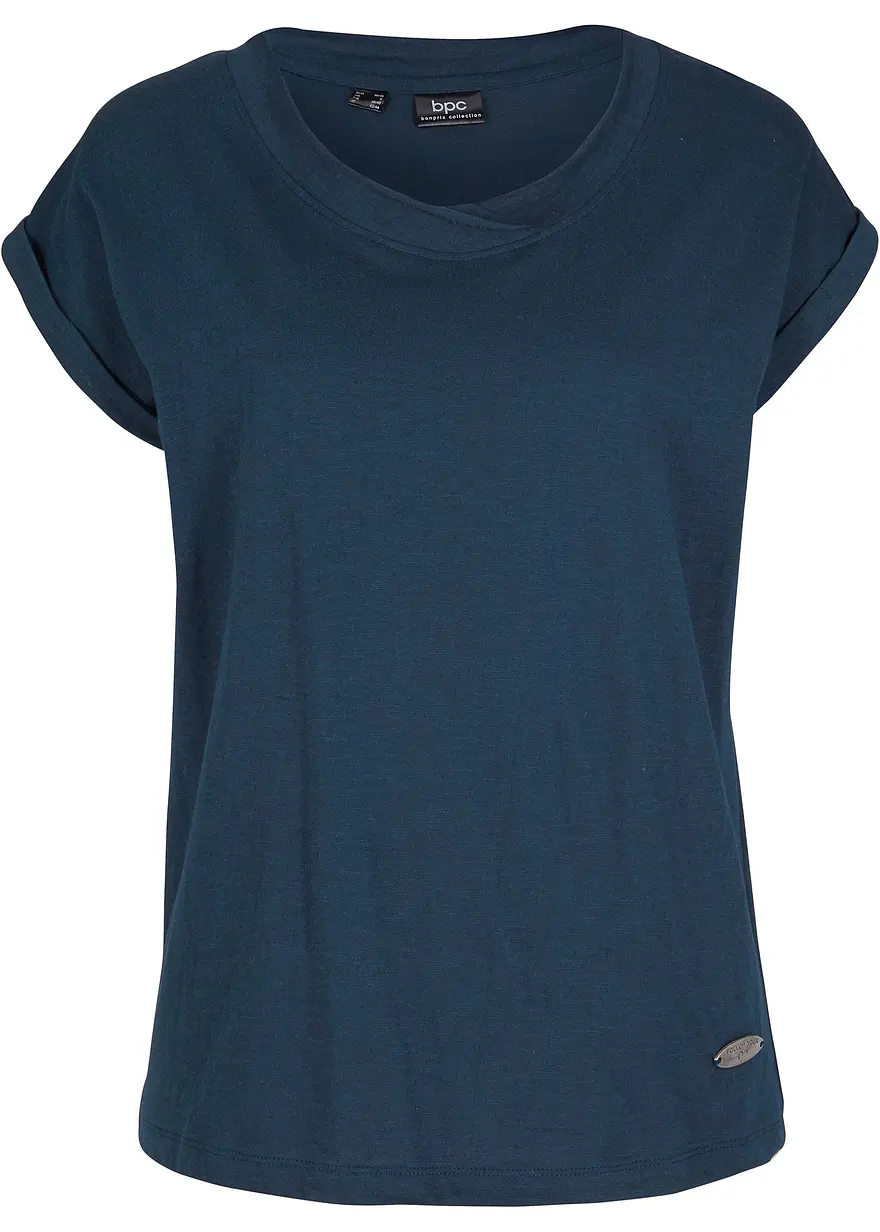 Baumwoll-Shirt mit Flügelärmeln in blau von vorne - bonprix