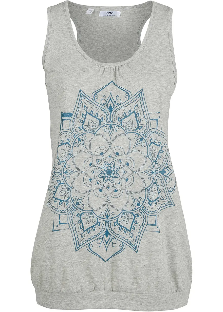 Tanktop aus leichtem Jersey in grau von vorne - bonprix