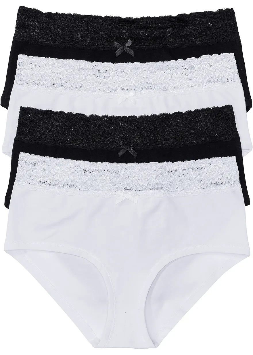Maxipanty (4er Pack) in schwarz von vorne - bonprix