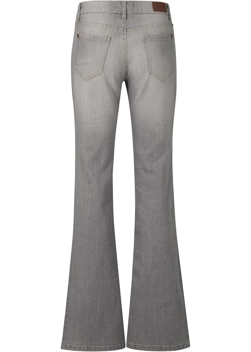 Bootcut Jeans Mid Waist, Komfort-Stretch in grau von hinten - bonprix
