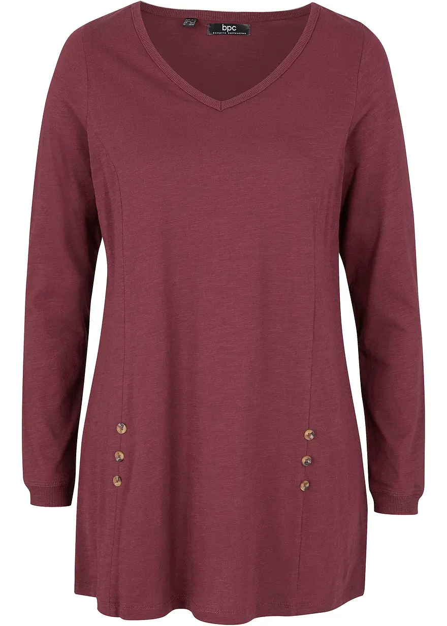 Longshirt aus reiner Baumwolle in rot von vorne - bonprix