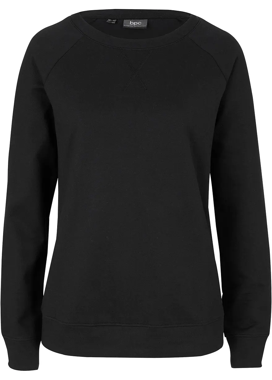 Basic Sweatshirt in schwarz von vorne - bonprix