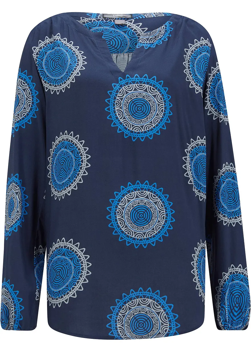 Tunikabluse aus softer Viskose in blau von vorne - bonprix