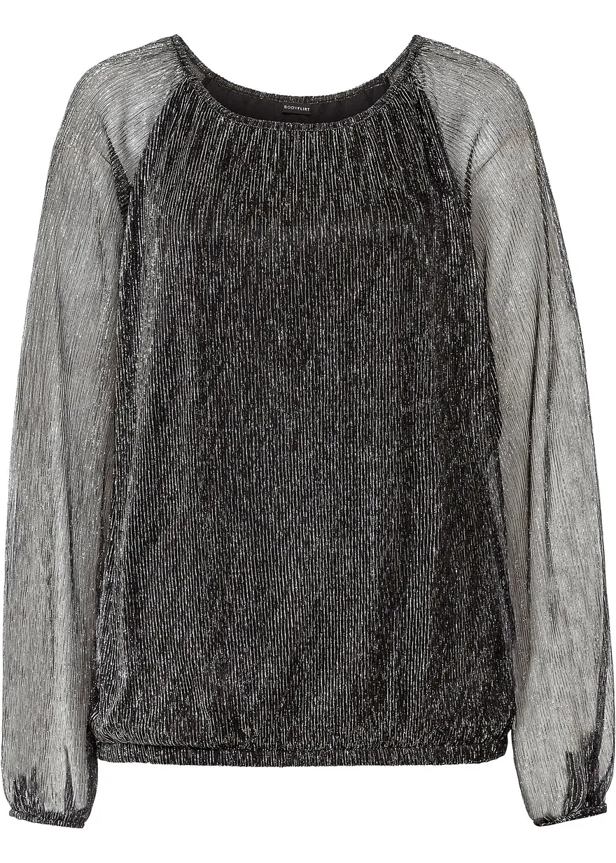 Metallic-Shirt in schwarz von vorne - bonprix