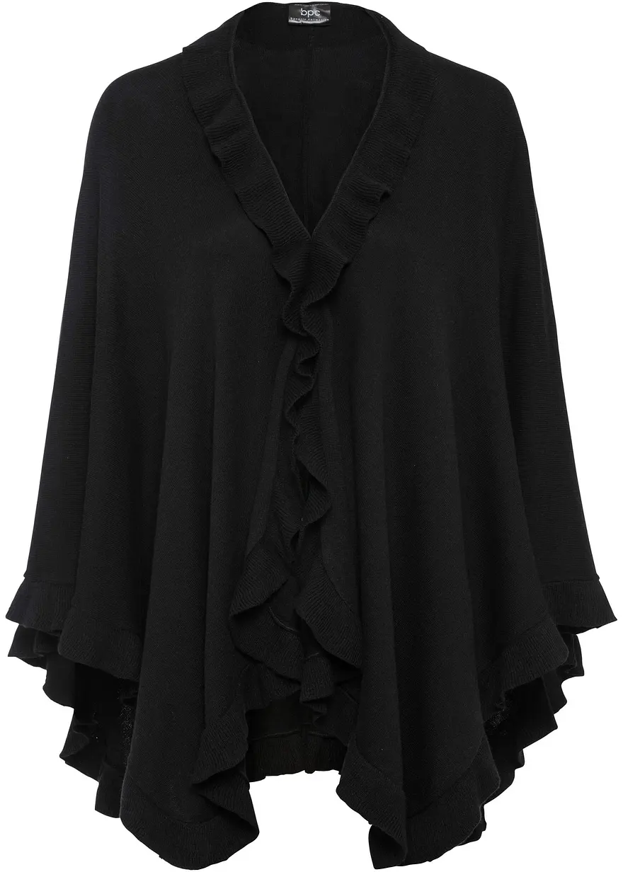 Poncho mit Kaschmiranteil in schwarz - bonprix