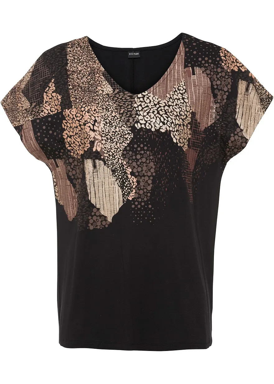 Shirt mit Druck in schwarz von vorne - bonprix
