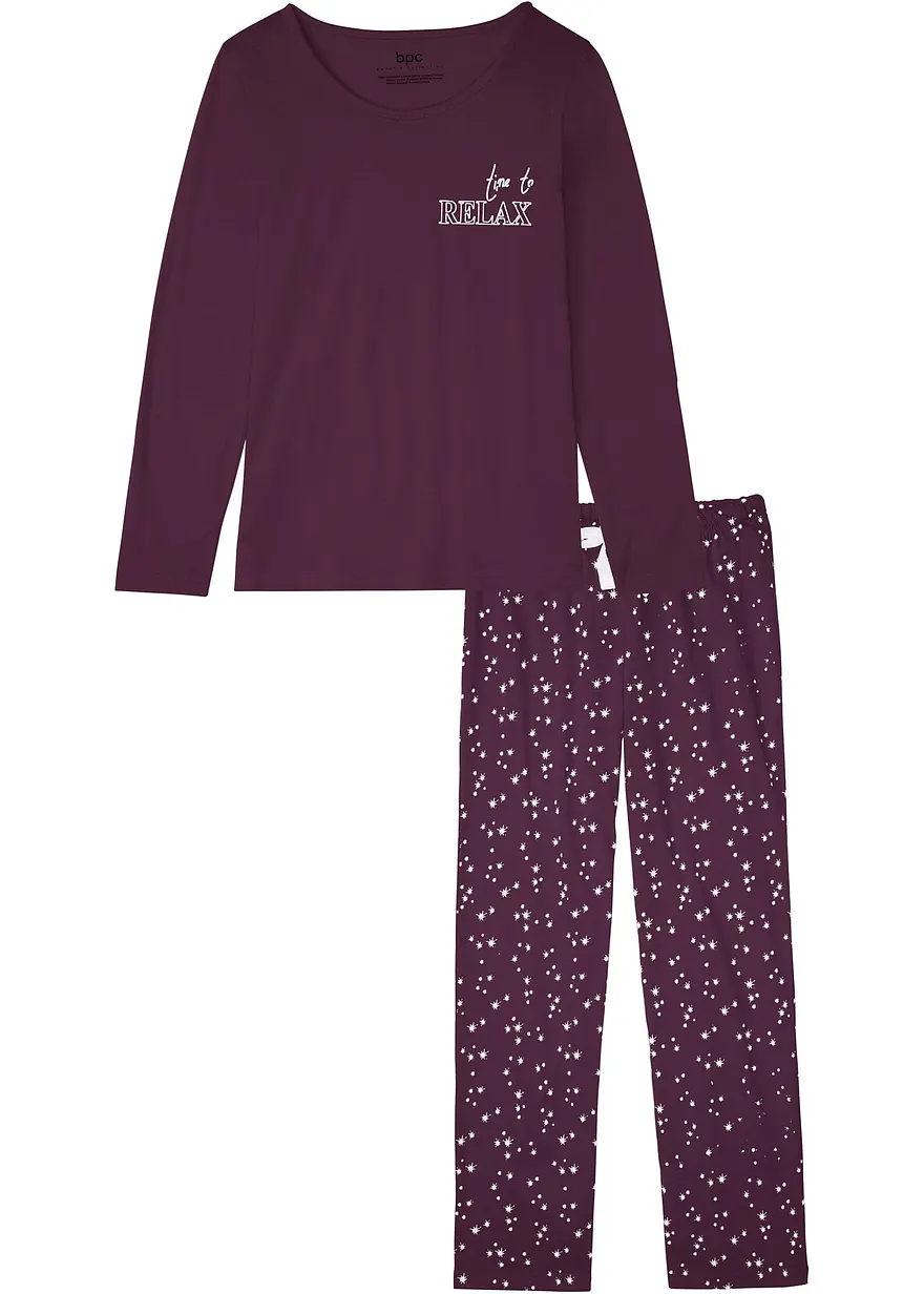 Pyjama in lila von vorne - bonprix