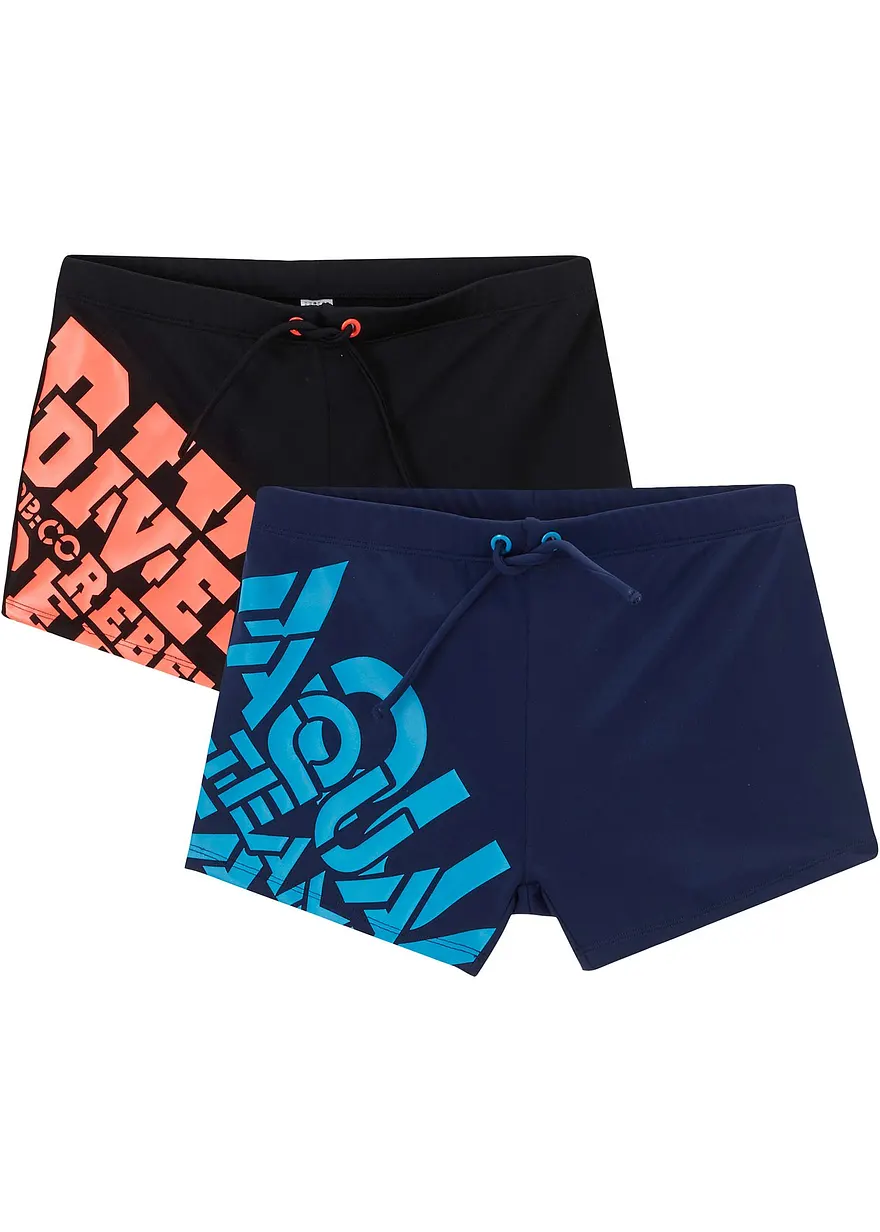 Badehose (2er Pack) in blau von vorne - bonprix