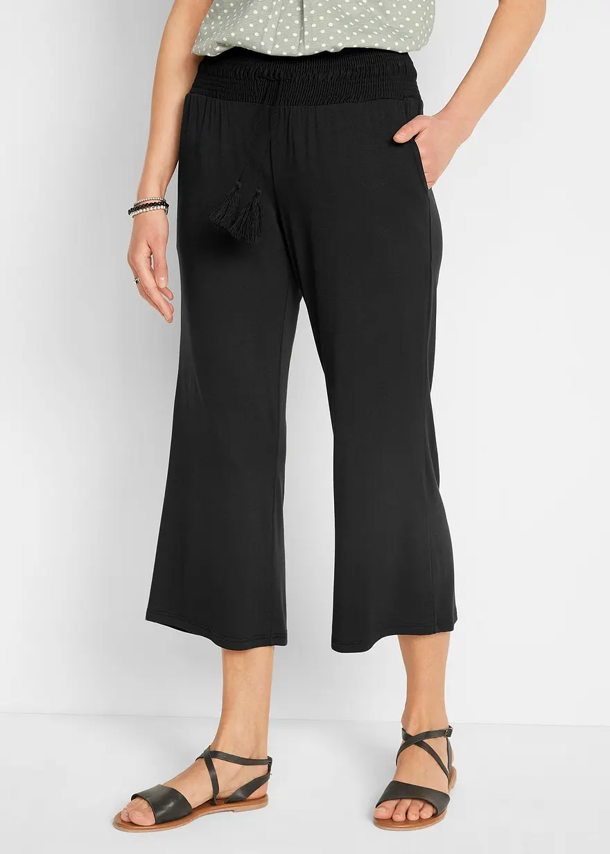 Viskose-Jersey-Hose in schwarz von vorne - bonprix